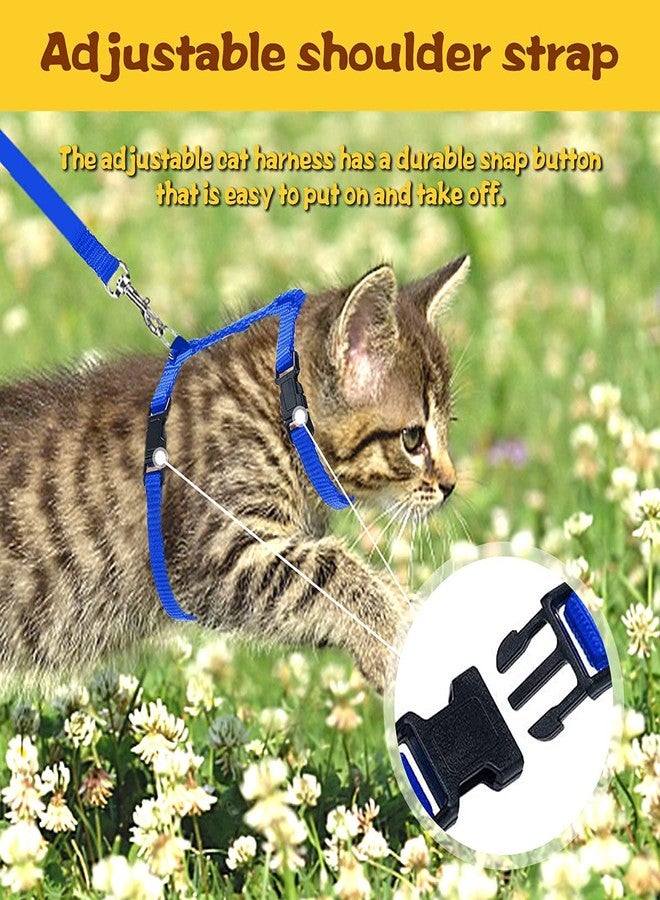 Pups&Pets Nylon Harness Leash Set for Cat Kitten and Small Pet Nylon Harness Strap Collar | Cat Training Leash (Plain, Blue) - Image 5
